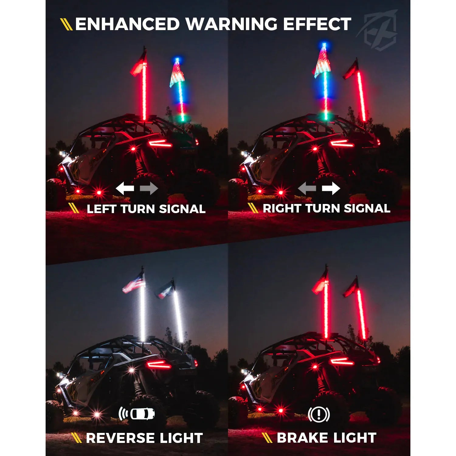 Multi-Color LED Flag Pole Whip Light with Remote Control & Bluetooth With Spring Base