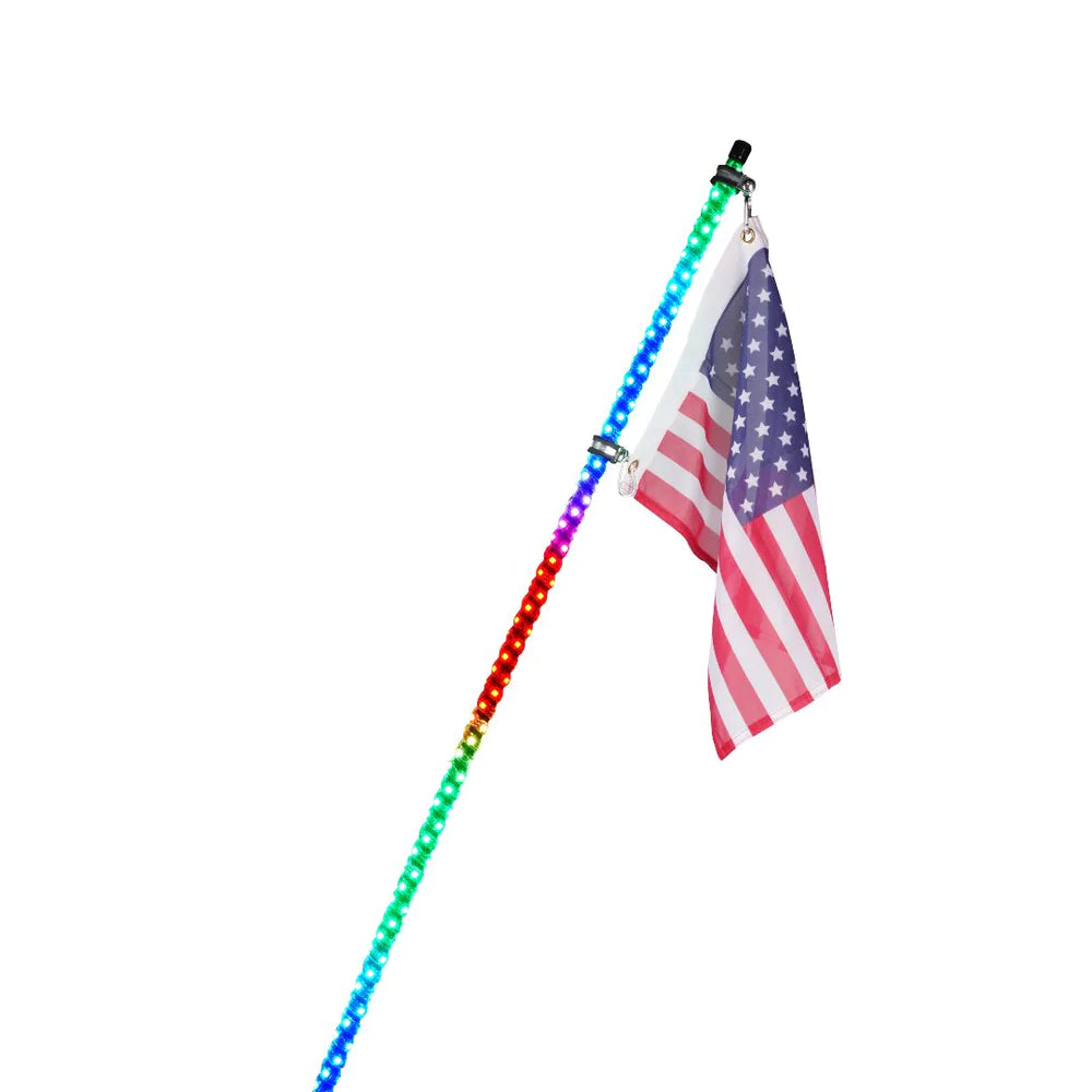 Multi-Color LED Flag Pole Whip Light with Remote Control & Bluetooth With Spring Base