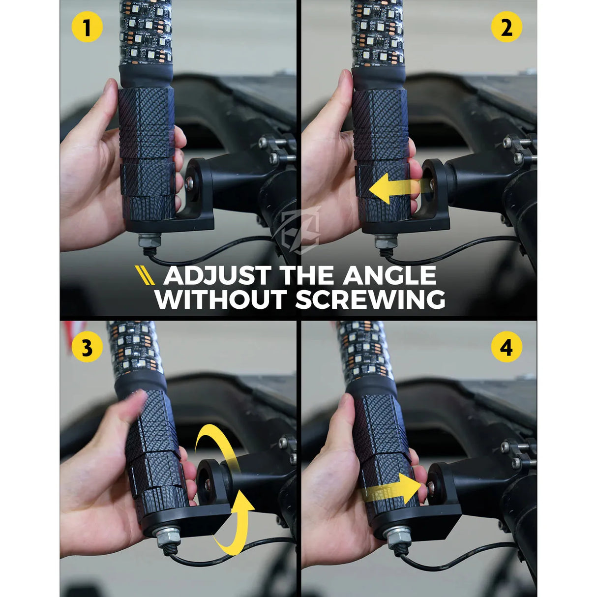 Aluminum CNC Whip Light Mount Bracket with 360° Rotation Capability