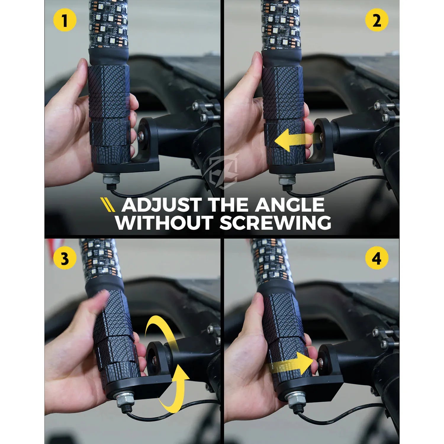 Aluminum CNC Whip Light Mount Bracket with 360° Rotation Capability