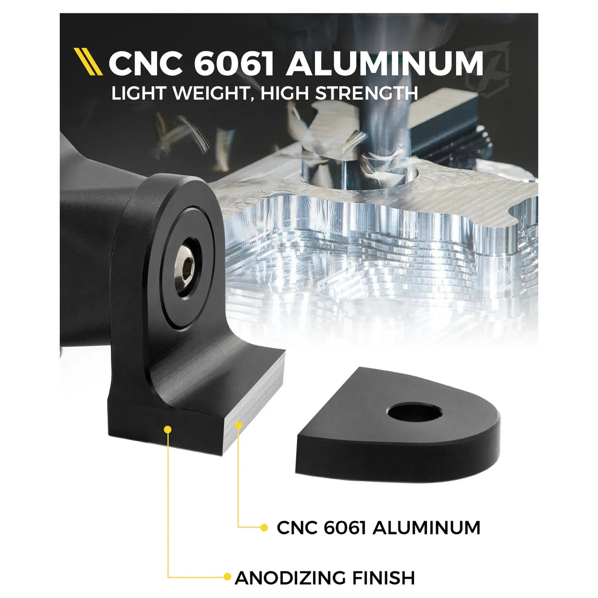 Aluminum CNC Whip Light Mount Bracket with 360° Rotation Capability