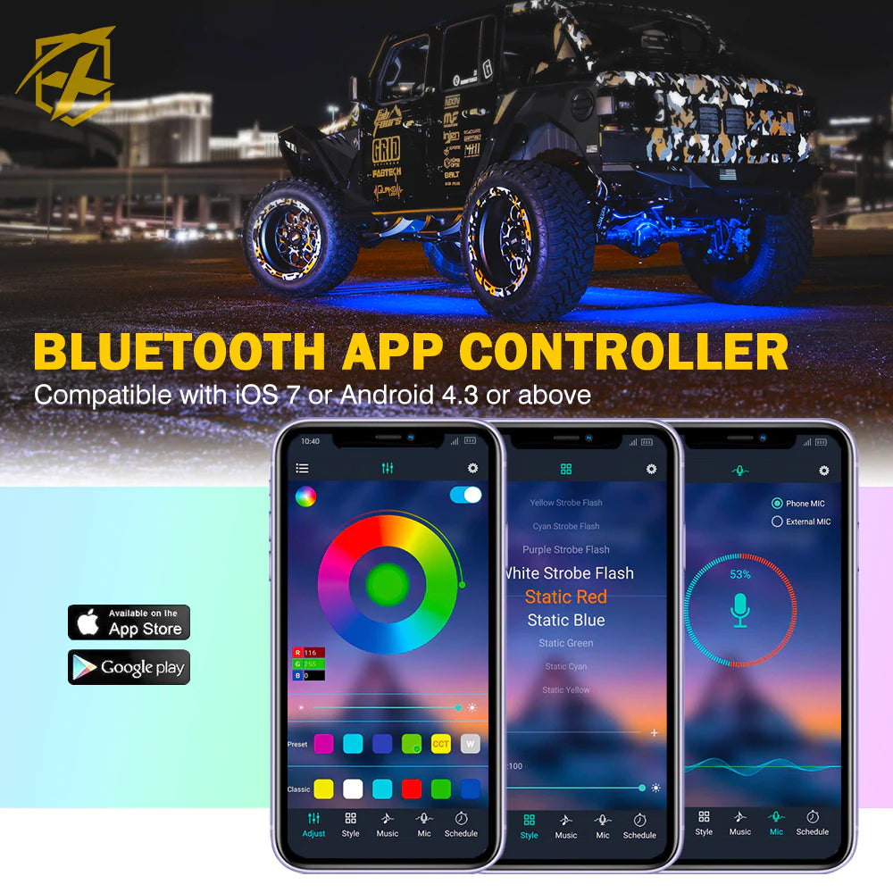LED Rock Lights Kit with Bluetooth Control