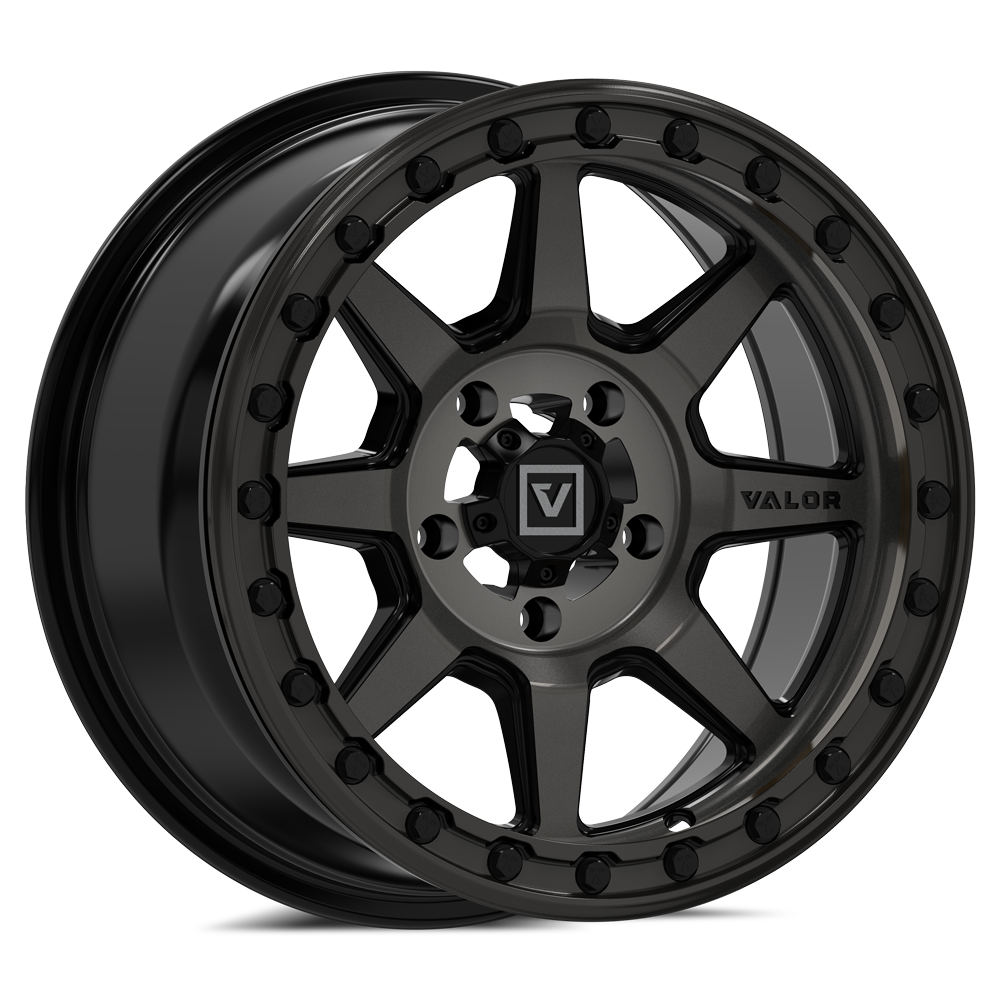 V13 beadlock UTV wheel in dark tint Angle 2 - Valor Offroad