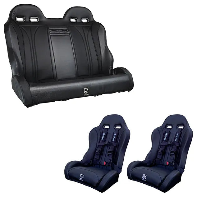 2014-2023 Polaris RZR XP4 1000 Rear Bench Seat & Front Bucket Seats Set - Black
