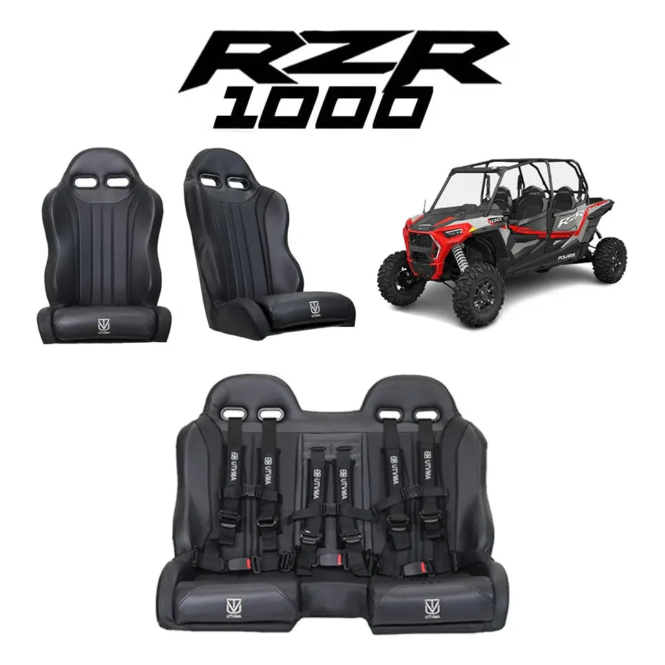 2014-2023 Polaris RZR XP4 1000 Rear Bench Seat & Front Bucket Seats Set - Black