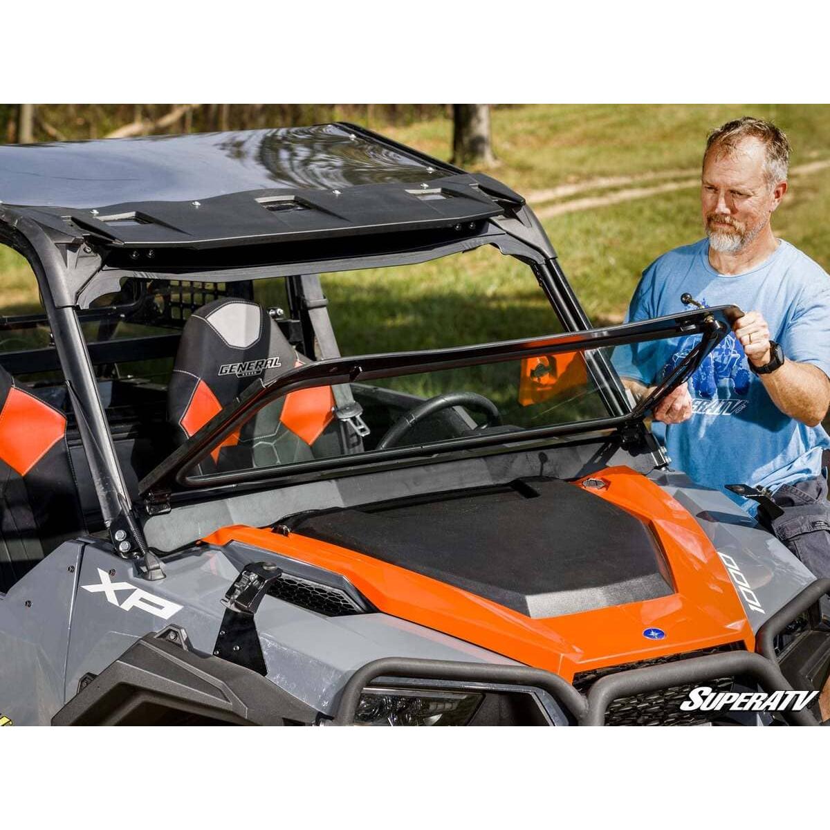 SuperATV Polaris General XP 1000 Flip-Down Glass Windshield