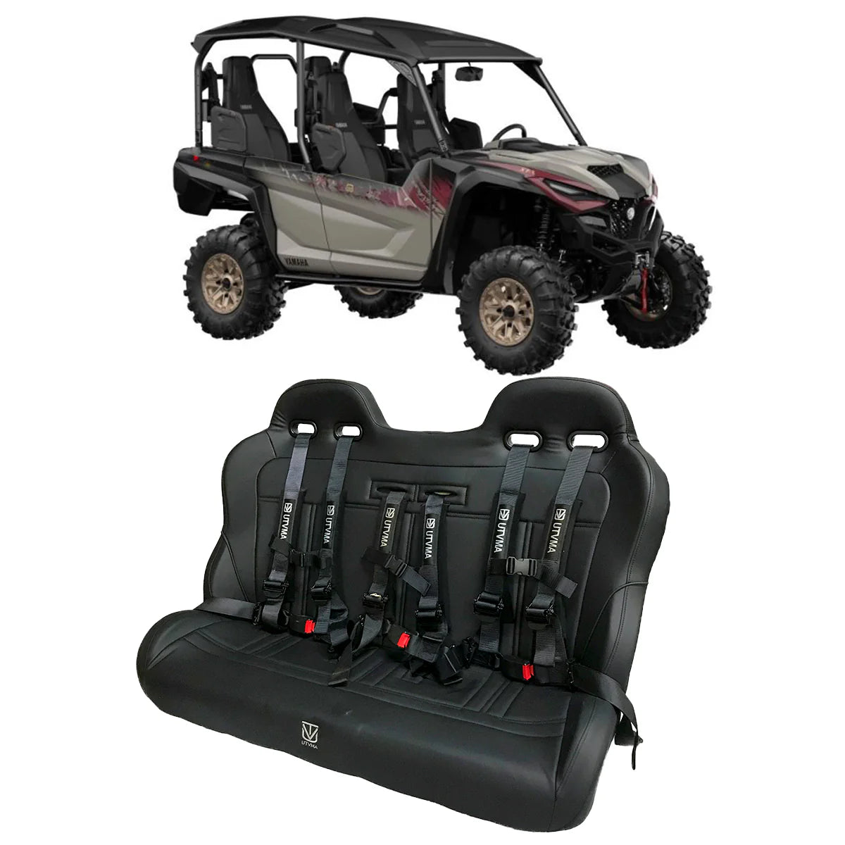 2018-2024 Yamaha RMAX/Wolverine X4 Rear Bench Seat Black