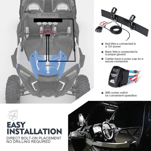 UTV 17.5" Curved Rear View Mirror with LED Lights
