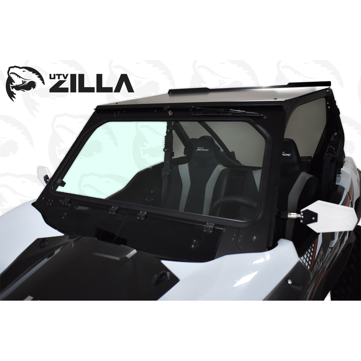 2020-2025 Kawasaki KRX 1000 Black Vented Full Glass Windshield with Wiper