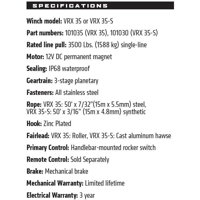 WRN VRX 35-S POWERSPORT WINCH - 3500lb