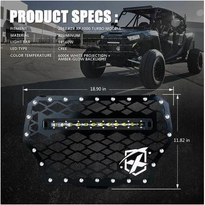 2014-2018 Polaris RZR Turbo Black Mesh Grille with Light bar