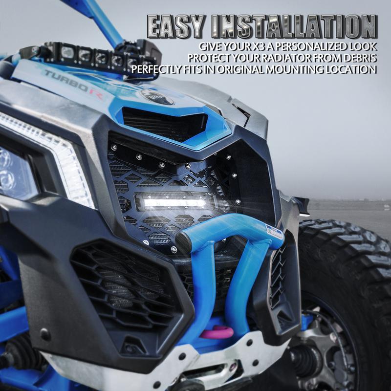 2017-2024 Can-Am X3 Black Steel Mesh Grille with 8" LED Light bar