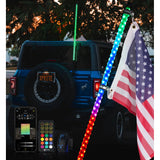 Multi-Color LED Flag Pole Whip Light with Remote Control & Bluetooth