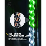 Spiral Static LED Whip Light with Mexico Eagle Flag