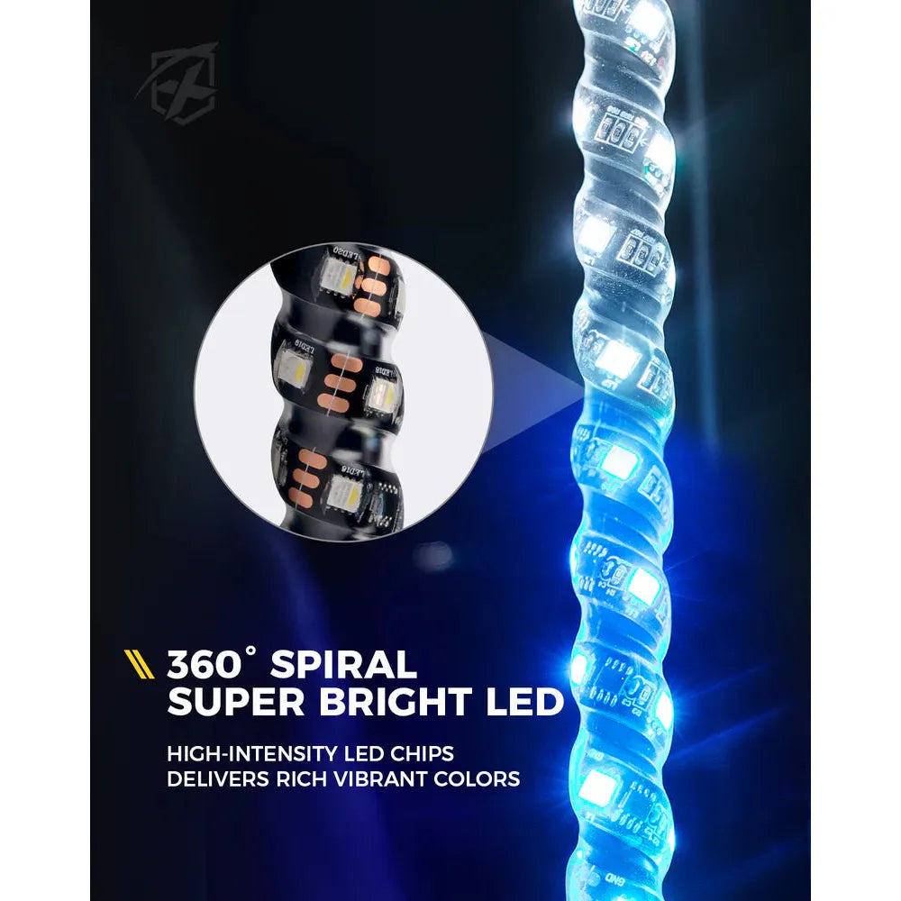 Spiral Solid Color LED Whip Light with Spring Mount