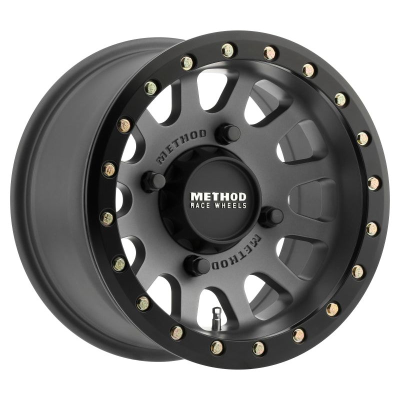 Method MR401 UTV Beadlock 14x7 / 4+3/13mm Offset / 4x156 / 132mm CB Titanium Wheel- Matte Black Ring