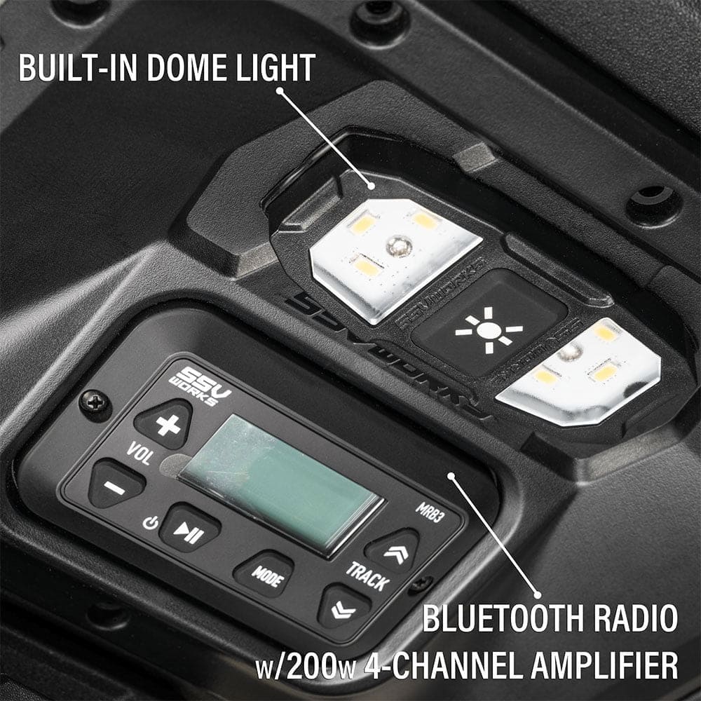 SSV Works '24-'26 Polaris RZR XP 1000 2-Speaker Overhead Soundbar w/ MRB3S Bluetooth Radio & Built-in Dome Light