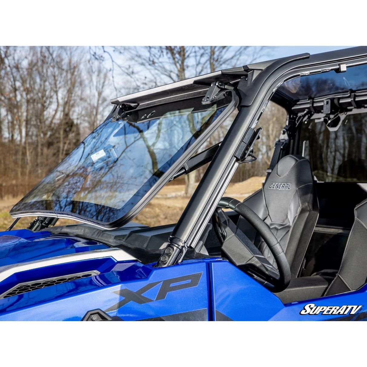 SuperATV Polaris General 1000 Max Drive Power Flip Glass Windshield