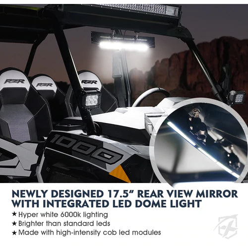 UTV 17.5" Curved Rear View Mirror with LED Lights